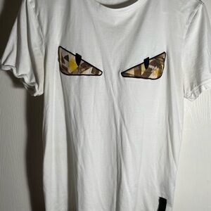 Fendi White Tee with Geometric Eye Design